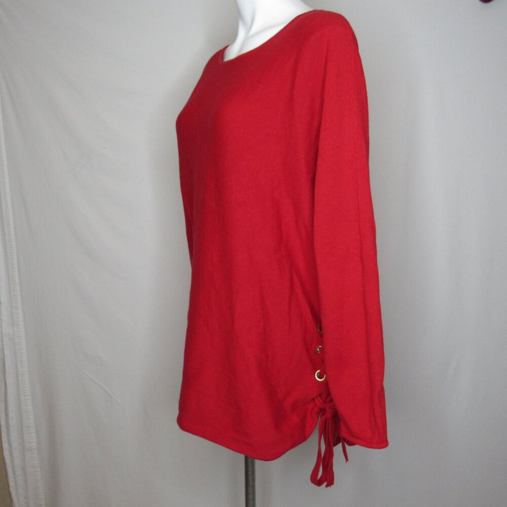 Michael Kors Red Tie Side Tunic Sweater Women's XL Xlarge - Picture 2 of 10